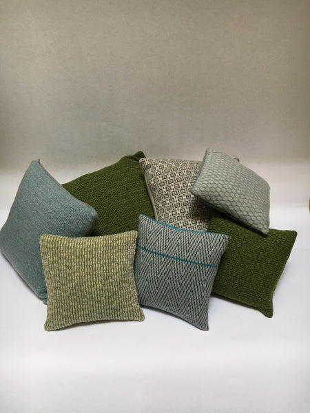 Knitted Merino Lambswool Cushion  - 50cm x 50cm two tones of green
