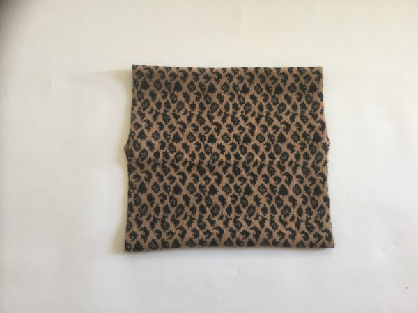 Leopard Print Patterned Lambswool Snood/Cowl - Camel