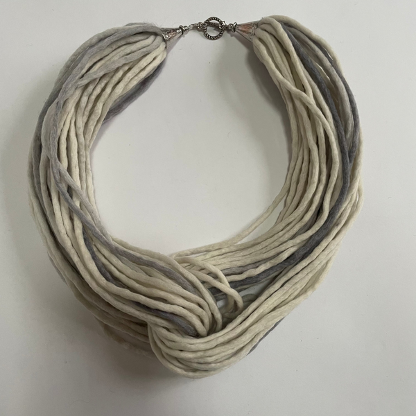 cream and grey woollen necklace