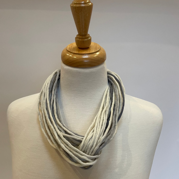 cream and grey woollen necklace