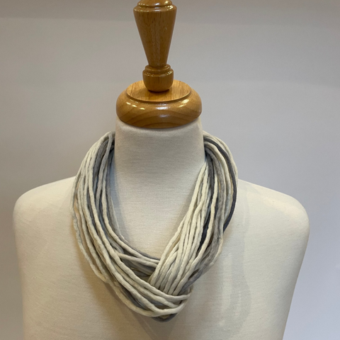 cream and grey woollen necklace