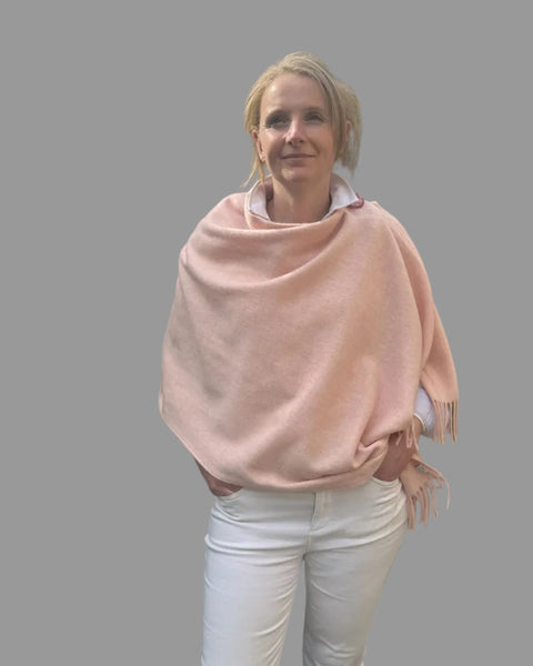 baby pink merino wool poncho with matching ceramic button