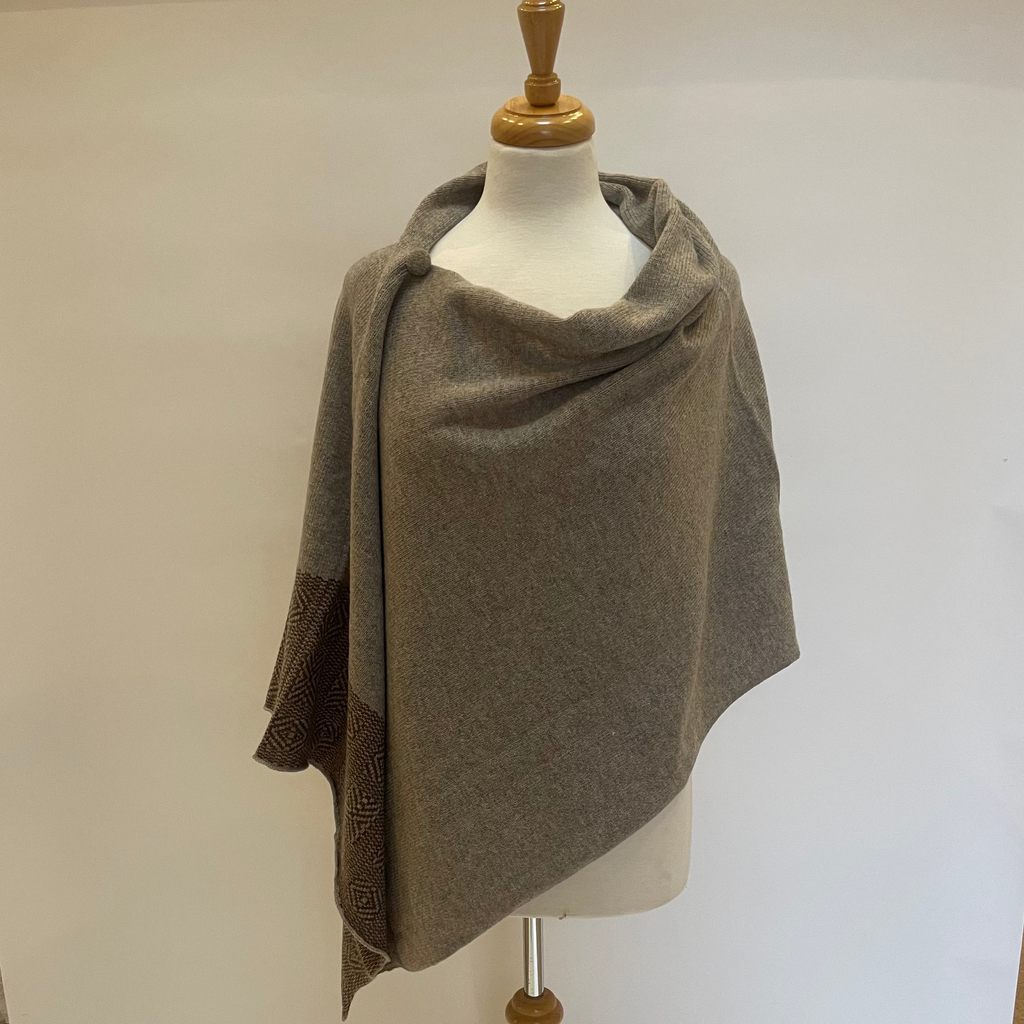 mushroom and cocoa woollen poncho