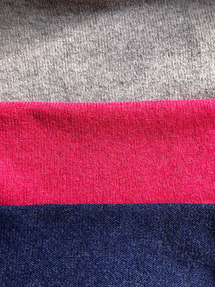 Unisex Merino Lambswool 3 Colour Block Scarf - grey, navy and pink