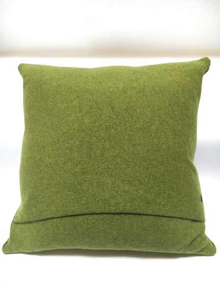Green plain back of Knitted Merino Lambswool Cushion  
