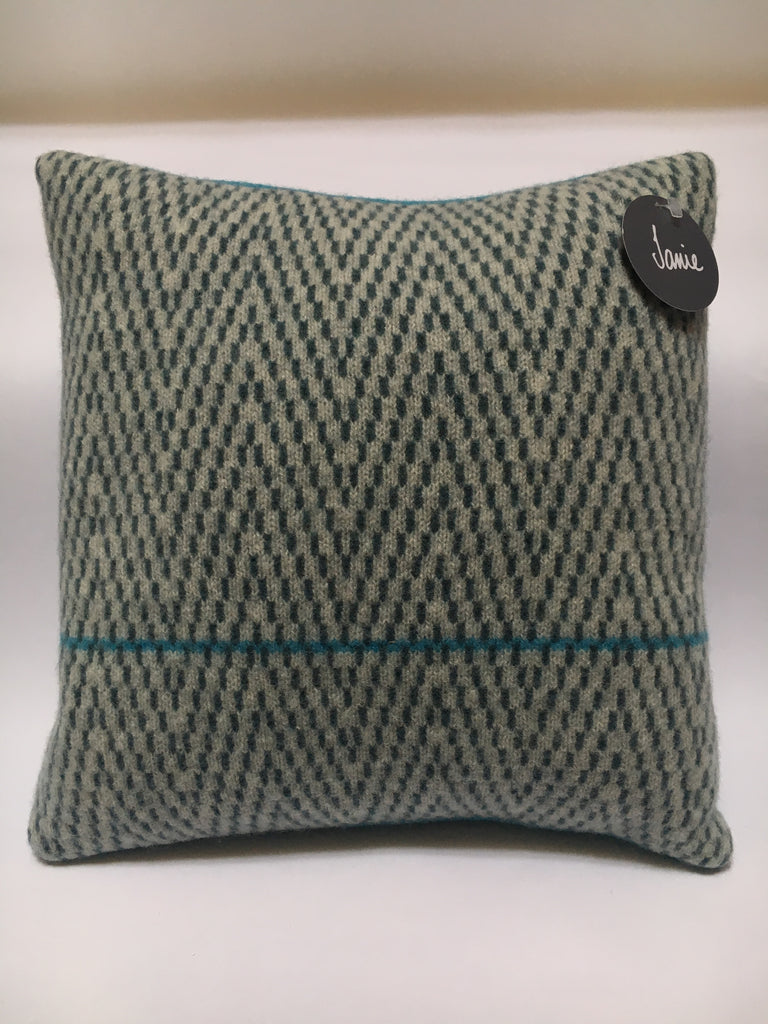 knitted merino lambswool cushion - herringbone pattern