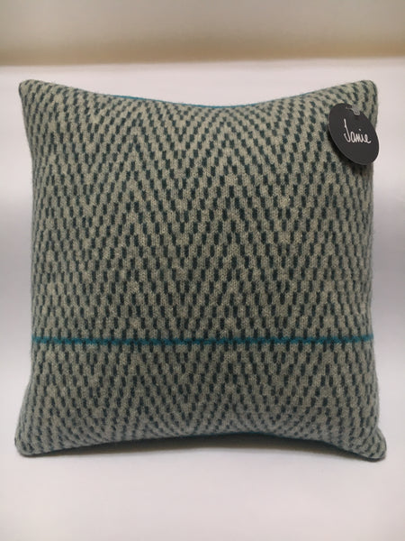 knitted merino lambswool cushion - herringbone pattern