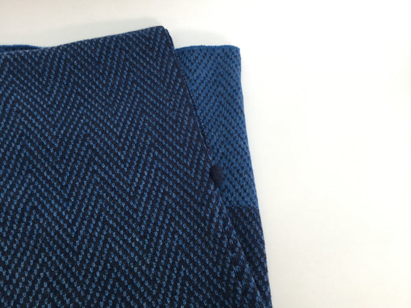 Herringbone Designed Knitted Navy/Cornish Blue Merino Lambswool Poncho