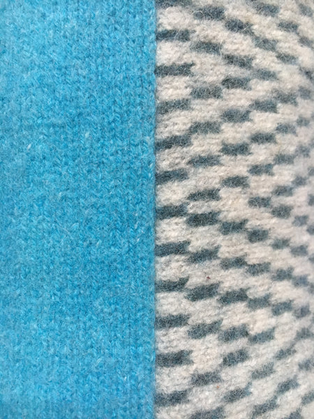 aqua blue and ash grey/air force blue herringbone