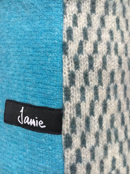 aqua blue and ash grey/air force blue herringbone