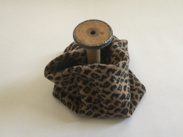 Leopard Print Patterned Lambswool Snood/Cowl - Camel