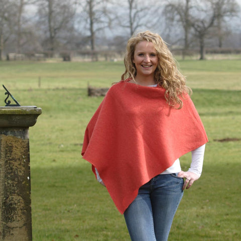 orange stylish British made merino lambswool poncho