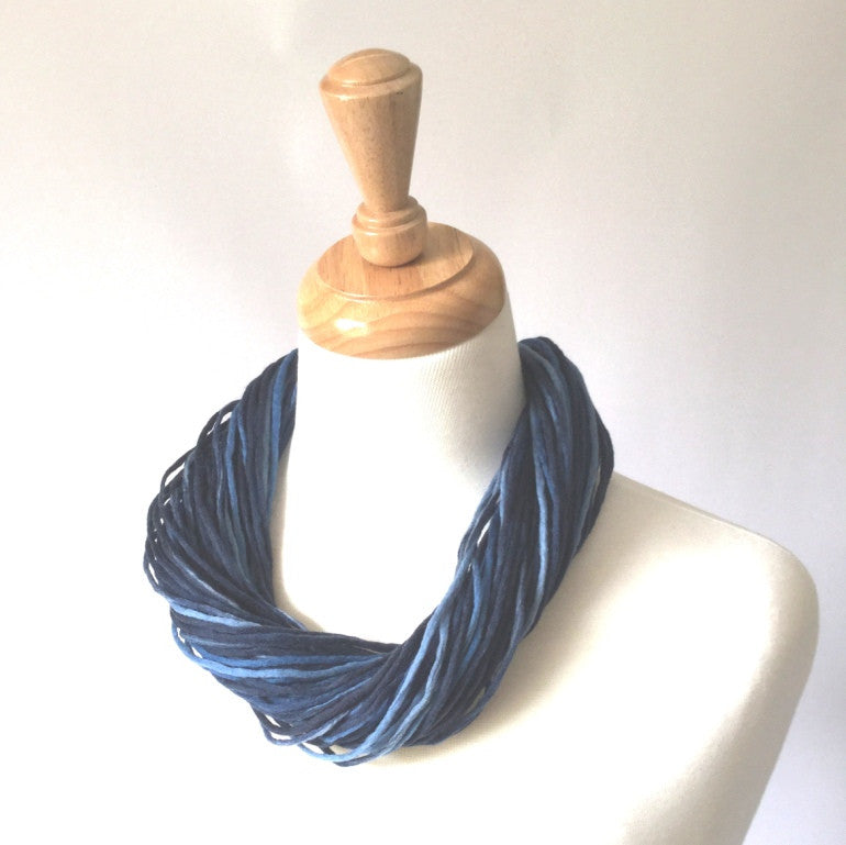 Merino Wool Twist Necklace - stonewashed denim - tonal blues